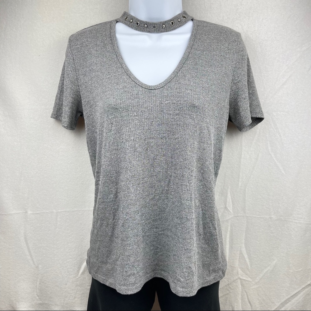 Lavender Field Grey Choker Neck T-Shirt